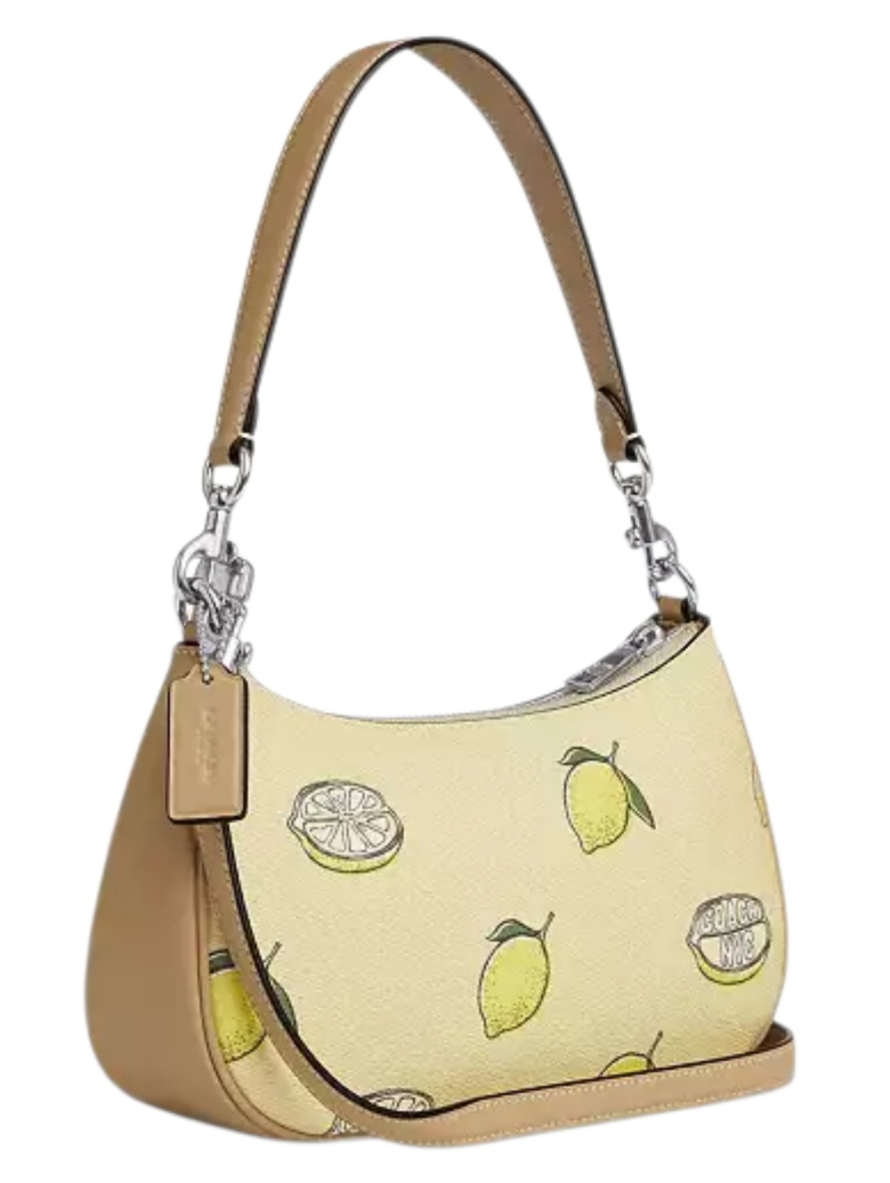 Coach Lemon Fruit Print Teri Shoulder Bag - Yellow Silver Hardware - NEW Summer - Picture 5 of 9